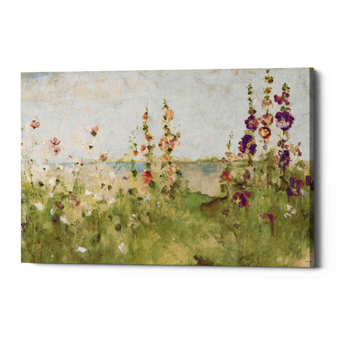 Image of 'Hollyhocks by the Sea' by Cheri Blum, Canvas Wall Art