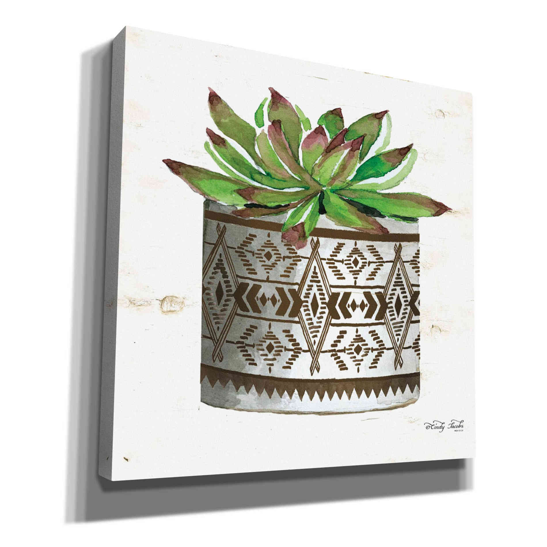 'Mud Cloth Vase VI' by Cindy Jacobs, Canvas Wall Art,Size 1 Square