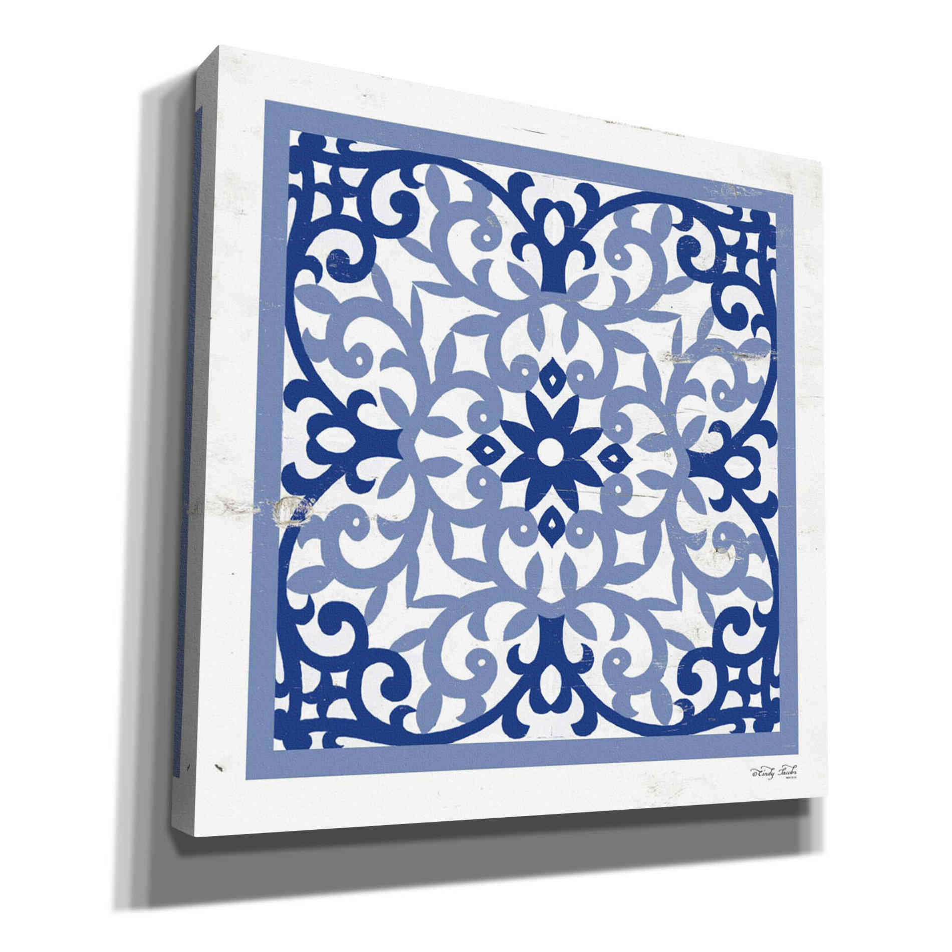 'Blue Tile V' by Cindy Jacobs, Giclee Canvas Wall Art