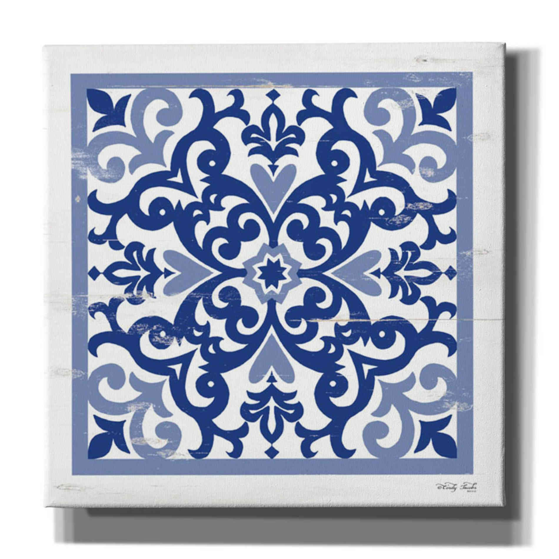 'Blue Tile VI' by Cindy Jacobs, Canvas Wall Art,Size 1 Square