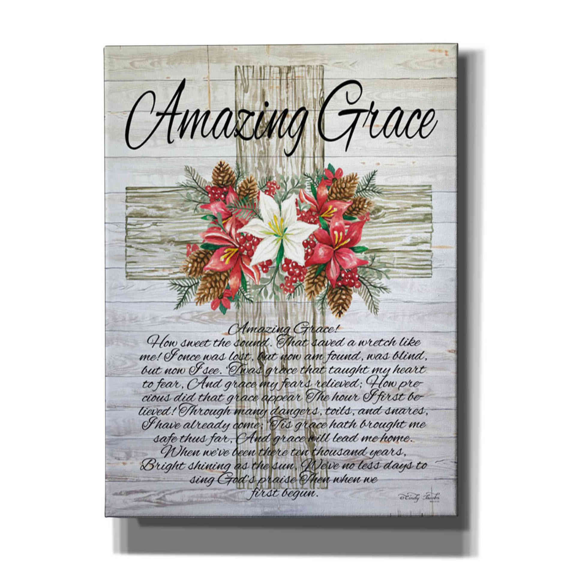 'Amazing Grace Christmas Cross' by Cindy Jacobs, Giclee Canvas Wall Art