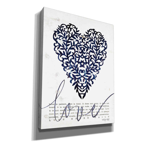 Image of 'Love Never Fails in Navy' by Cindy Jacobs, Canvas Wall Art,Size B Portrait