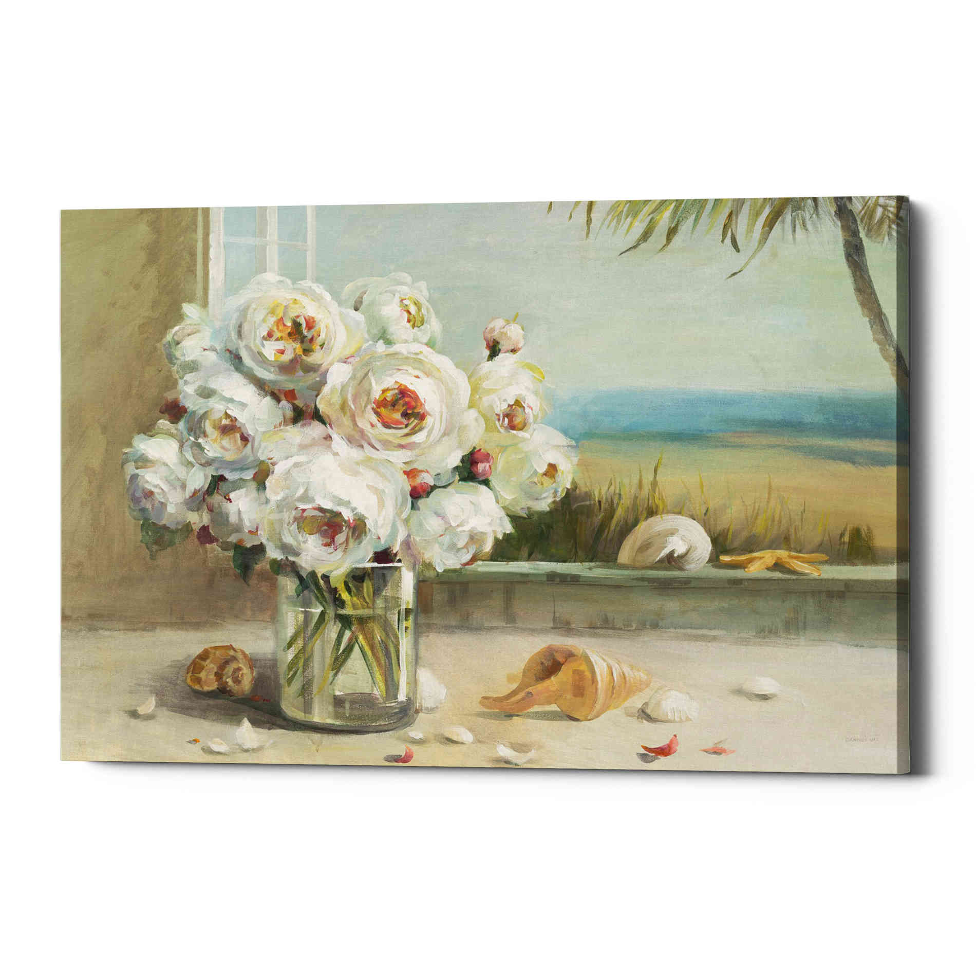 'Coastal Roses v.2' by Danhui Nai, Canvas Wall Art