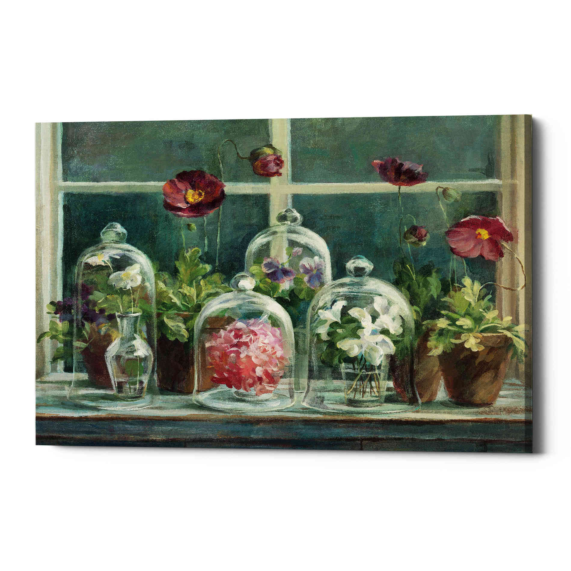 'Purple Poppies Windowsill Crop' by Danhui Nai, Canvas Wall Art
