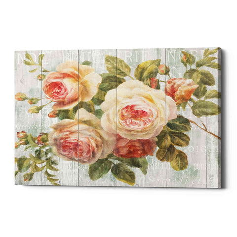 Image of 'Vintage Roses on Driftwood' Canvas Wall Art,