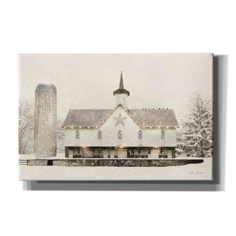 Image of 'Christmas Star Barn with Lights' by Lori Deiter, Canvas Wall Art,Size A Landscape