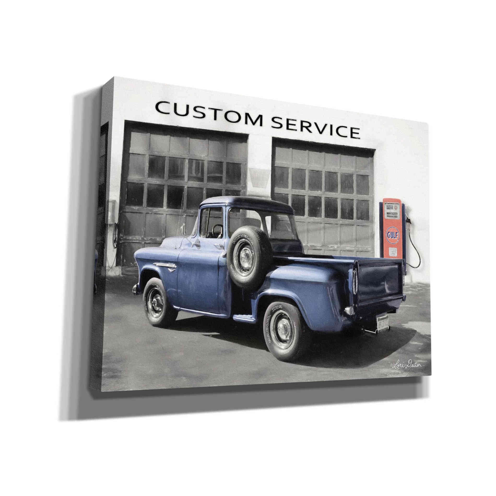 'Gulf Service Station' by Lori Deiter, Canvas Wall Art,Size B Landscape