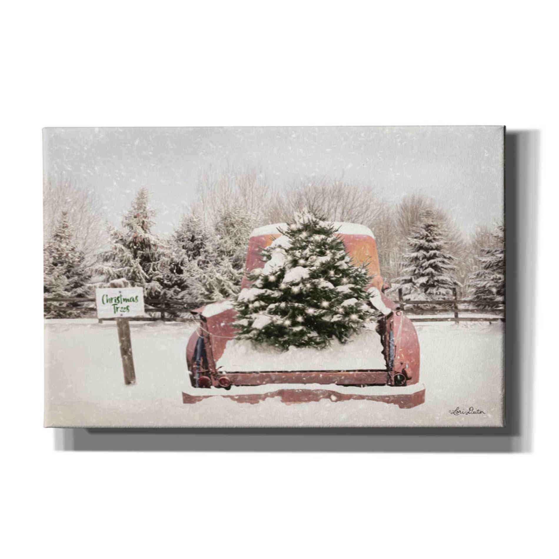 'Rustic Christmas Trees' by Lori Deiter, Canvas Wall Art,Size A Landscape