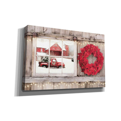Image of 'Poinsettia Wreath Window View' by Lori Deiter, Canvas Wall Art,Size A Landscape