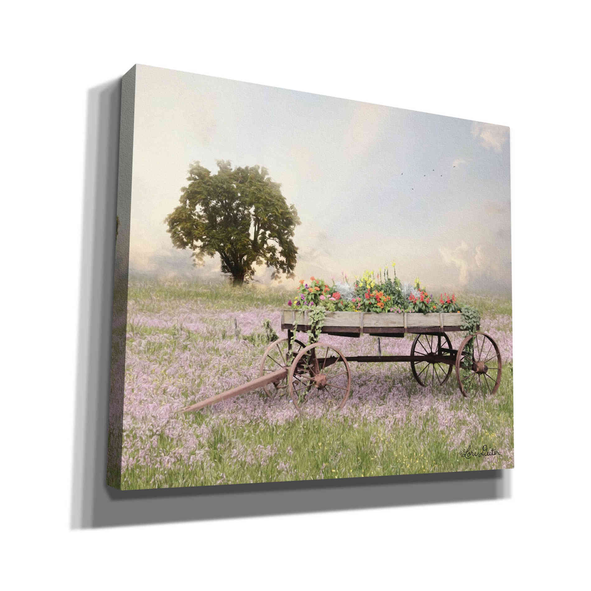 'Flower Wagon at Sunset' by Lori Deiter, Canvas Wall Art,Size C Landscape
