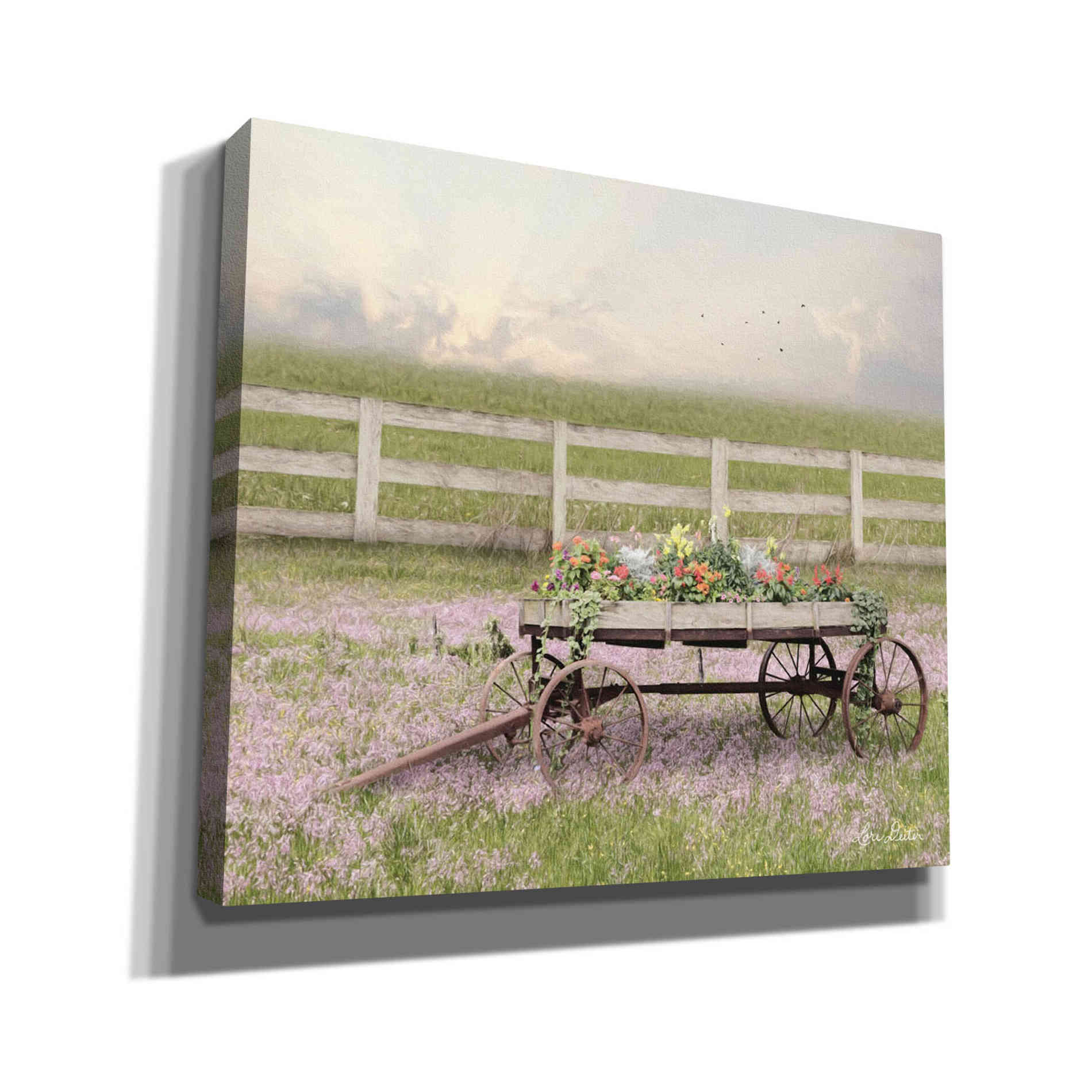 'Country Flower Wagon' by Lori Deiter, Canvas Wall Art