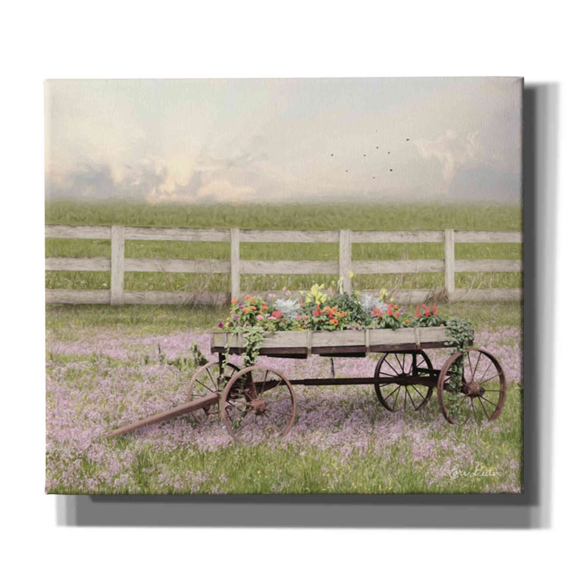 'Country Flower Wagon' by Lori Deiter, Canvas Wall Art