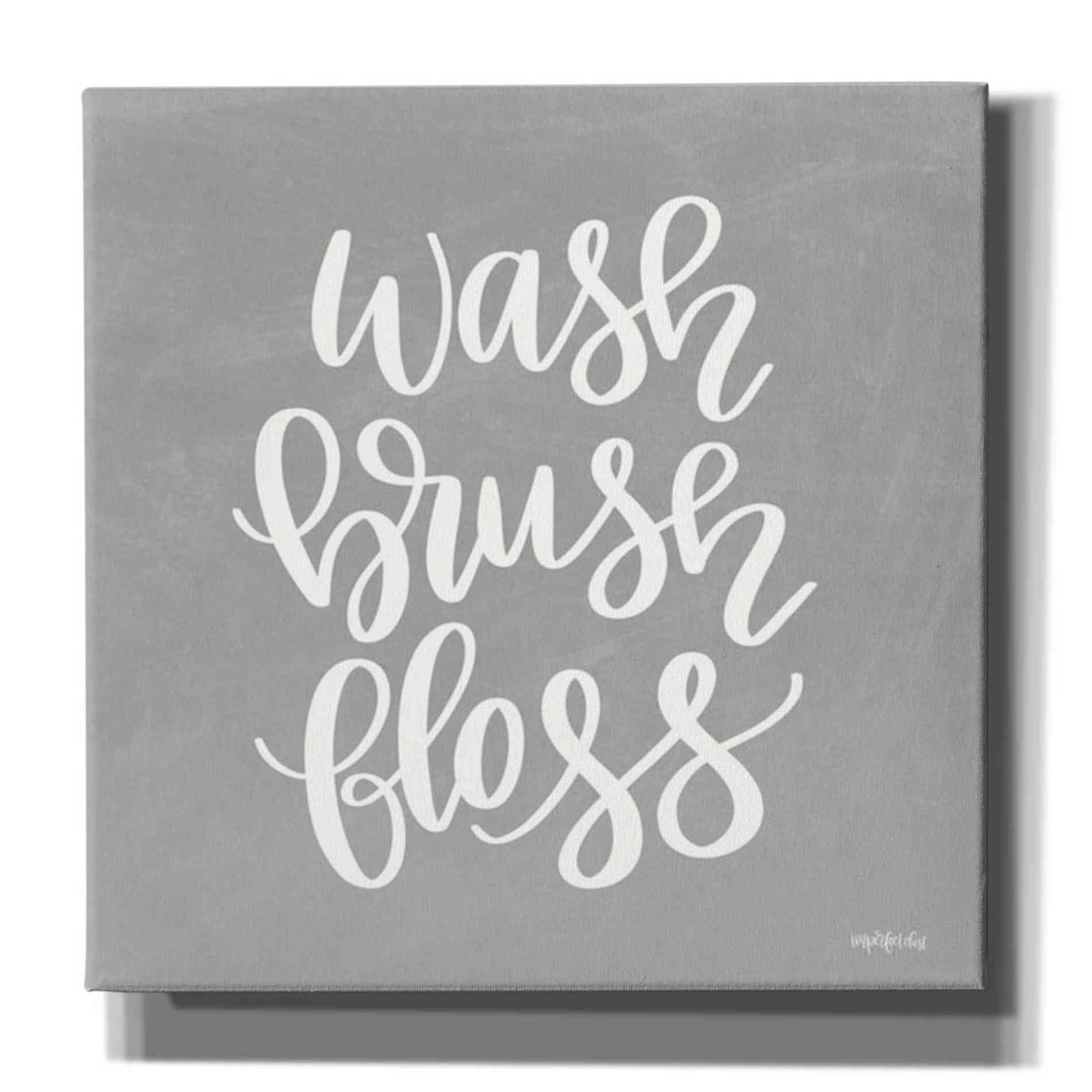 'Wash, Brush, Floss' by Imperfect Dust, Canvas Wall Art,Size 1 Square