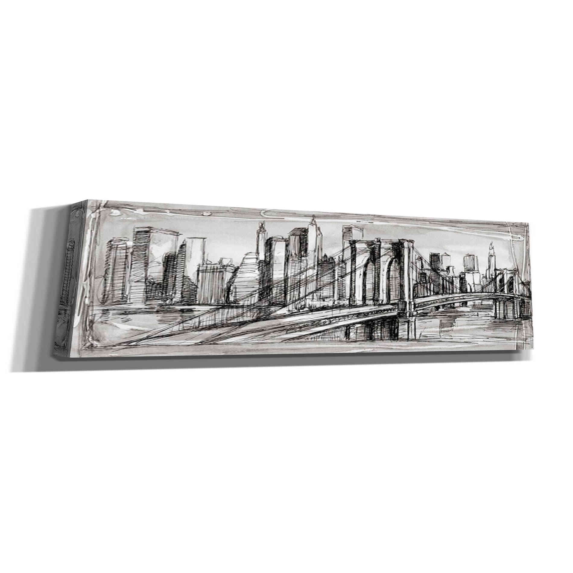'Pen & Ink Cityscape II' by Ethan Harper Canvas Wall Art,Size 3 Landscape