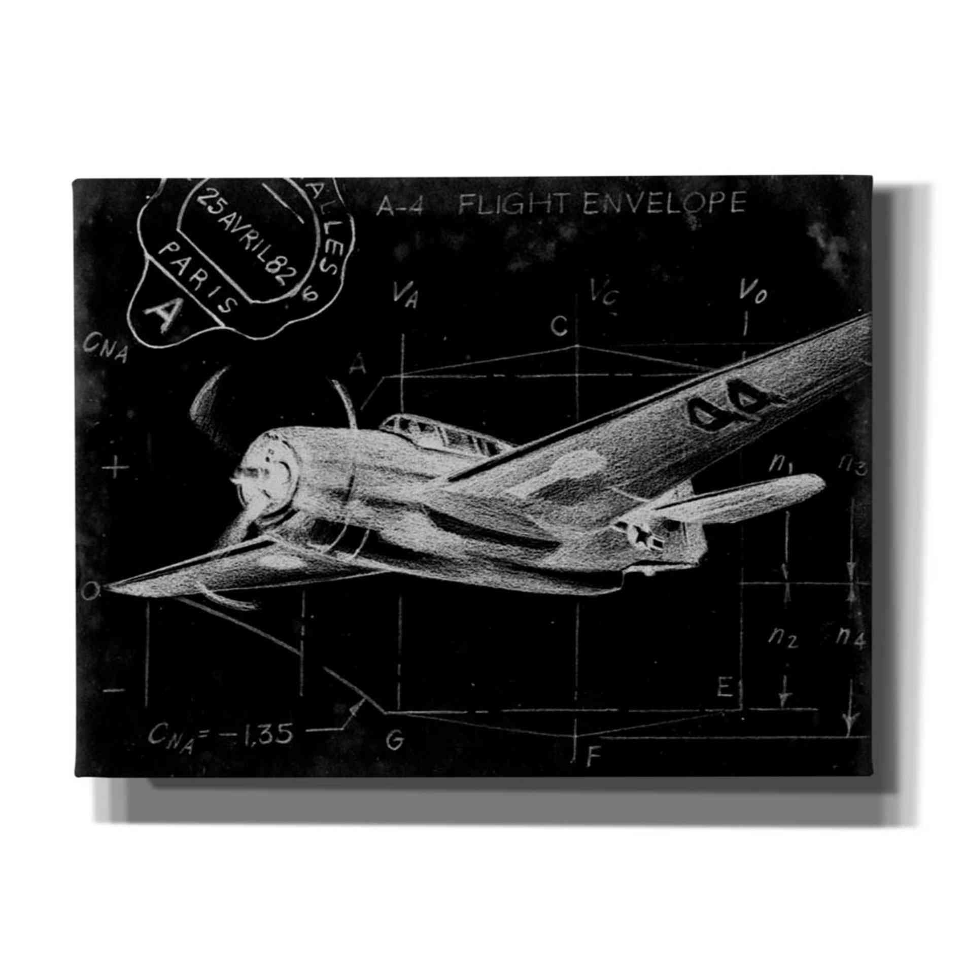 'Flight Schematic II' by Ethan Harper Canvas Wall Art,Size B Landscape