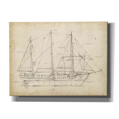 Image of 'Sailboat Blueprint II' by Ethan Harper Canvas Wall Art,Size B Landscape