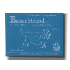 'Blueprint Basset Hound' by Ethan Harper Canvas Wall Art,Size B Landscape