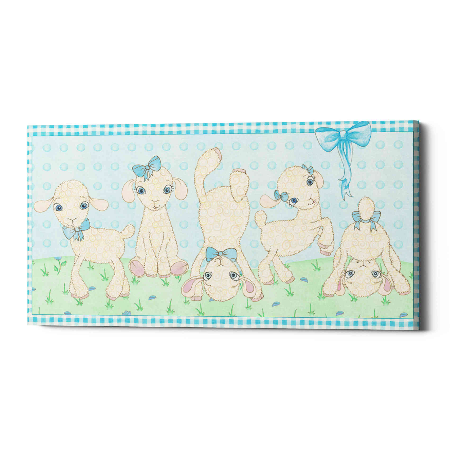 'Baby Shower Blue Lambs' by Elyse DeNeige, Canvas Wall Art
