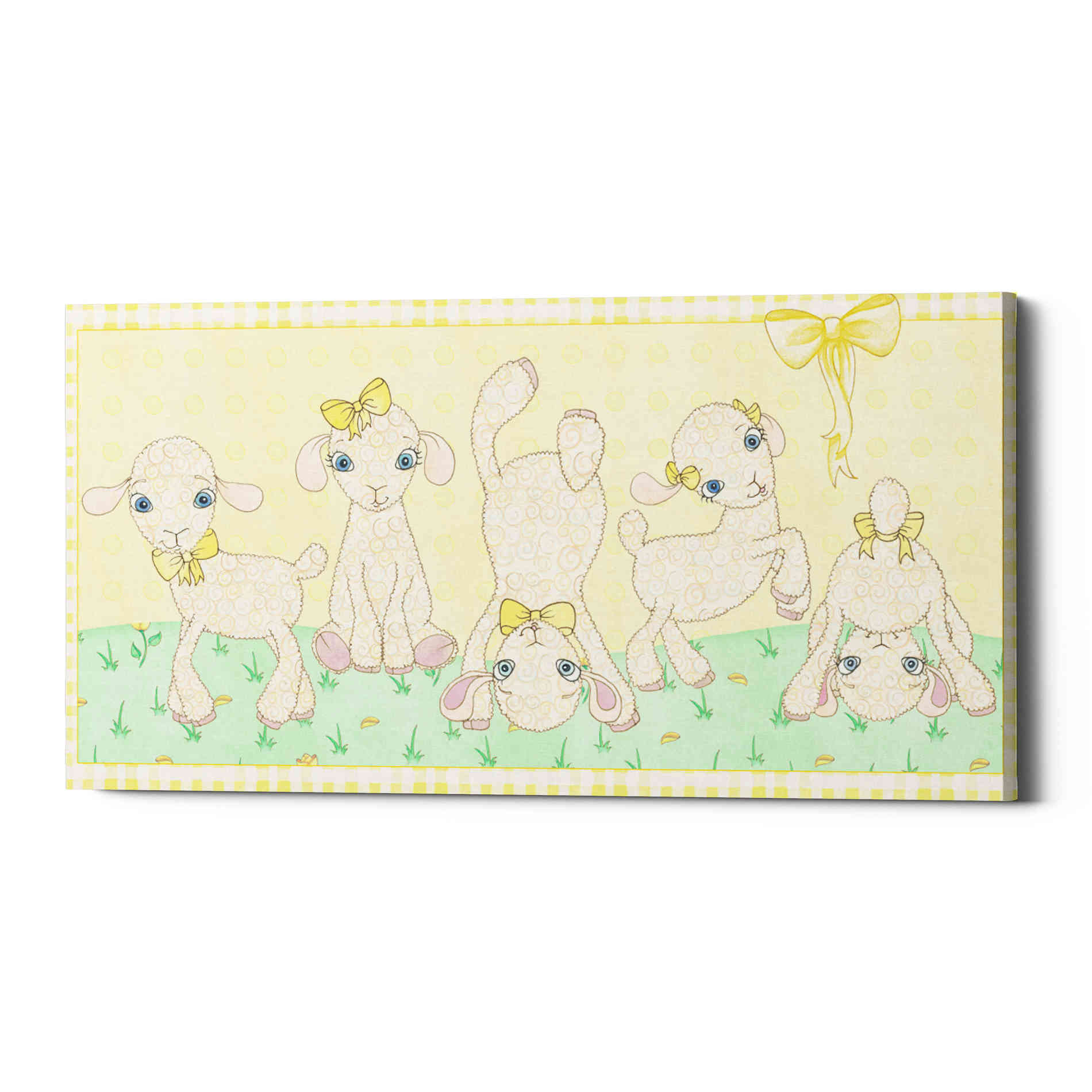 'Baby Shower Yellow Lambs' by Elyse DeNeige, Canvas Wall Art