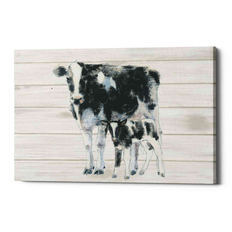 Image of 'Cow and Calf on Wood' by Emily Adams, Canvas Wall Art