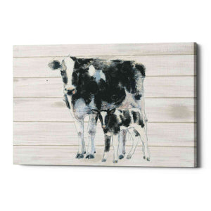 'Cow and Calf on Wood' by Emily Adams, Canvas Wall Art