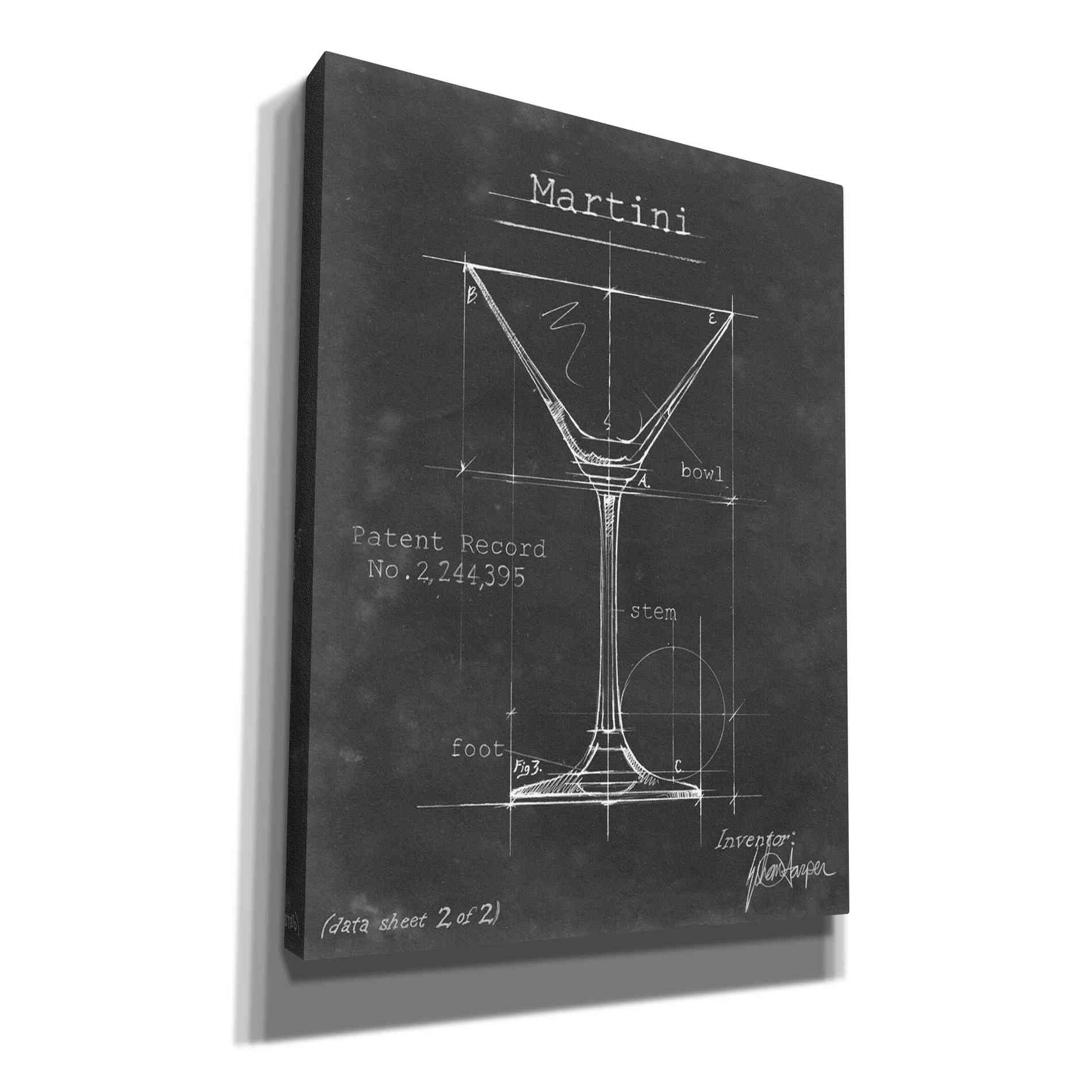 'Barware Blueprint V' by Ethan Harper Canvas Wall Art,Size C Portrait