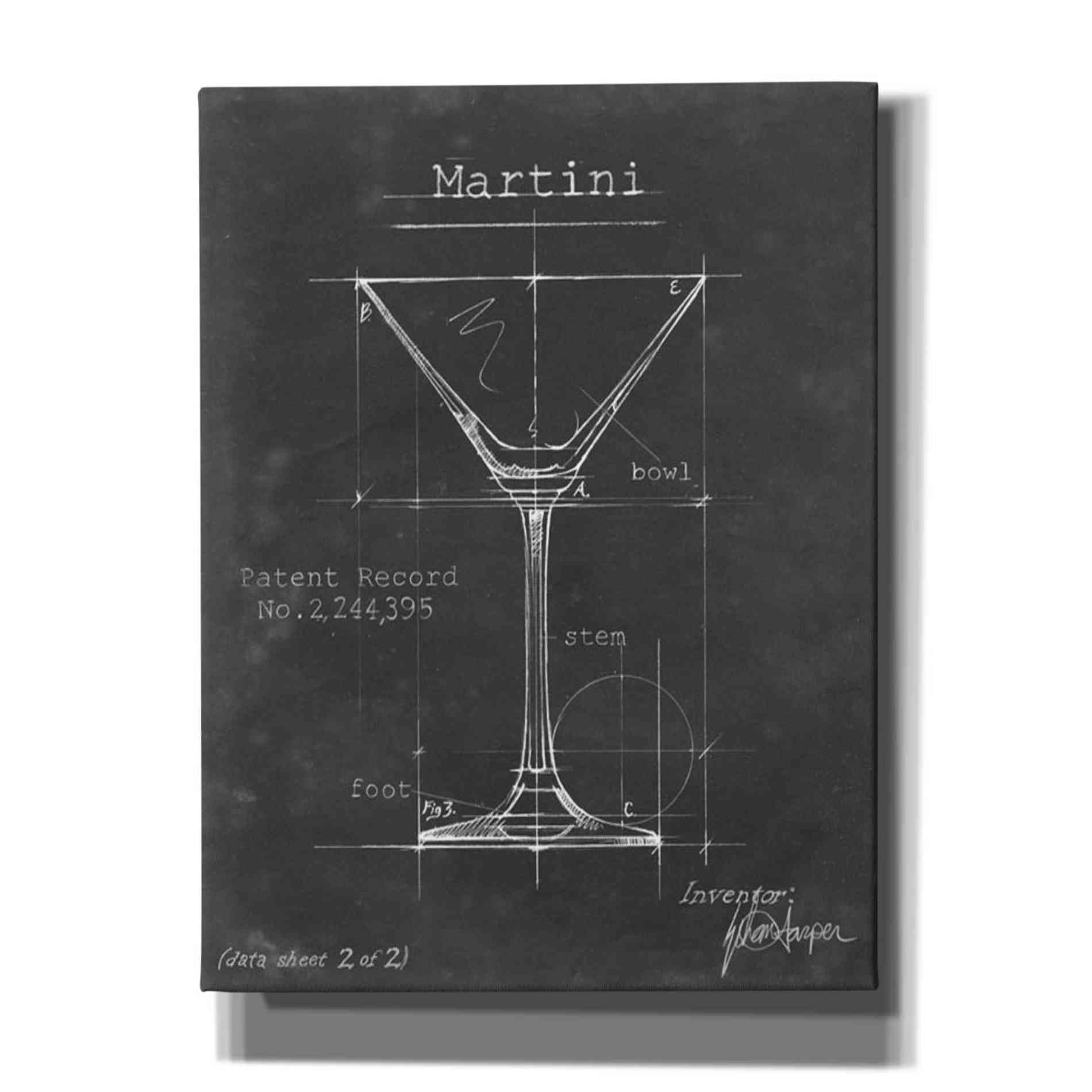 'Barware Blueprint V' by Ethan Harper Canvas Wall Art,Size C Portrait