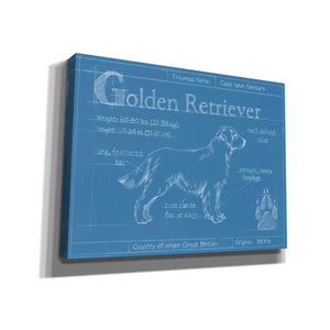 'Blueprint Golden Retriever' by Ethan Harper Canvas Wall Art,Size B Landscape