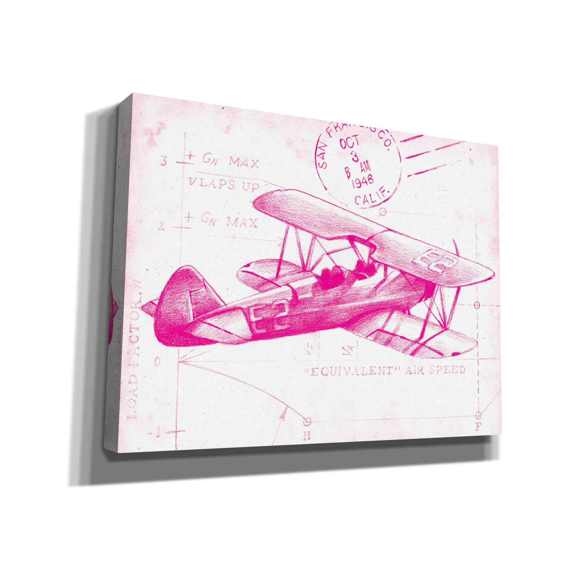 'Flight Schematic I in Pink' by Ethan Harper Canvas Wall Art,Size B Landscape