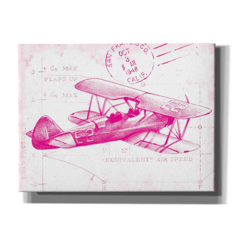 Image of 'Flight Schematic I in Pink' by Ethan Harper Canvas Wall Art,Size B Landscape