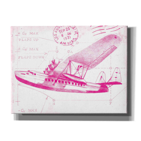 Image of 'Flight Schematic III in Pink' by Ethan Harper Canvas Wall Art,Size B Landscape
