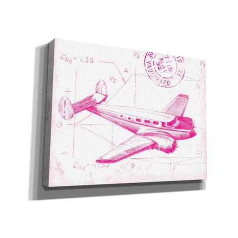 Image of 'Flight Schematic IV in Pink' by Ethan Harper Canvas Wall Art,Size B Landscape