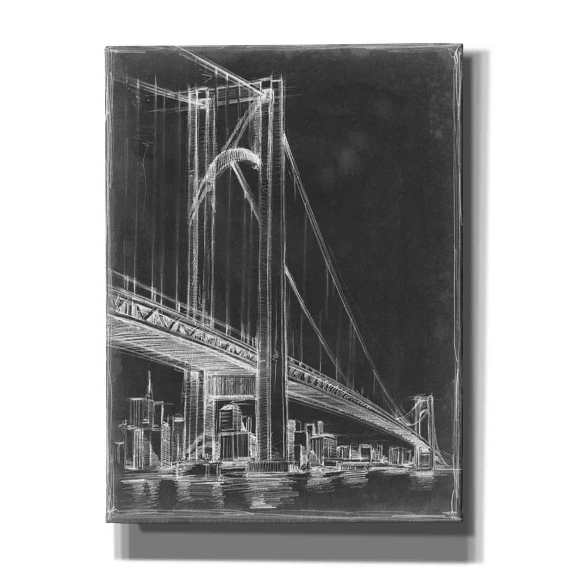'Suspension Bridge Blueprint II' by Ethan Harper Canvas Wall Art,Size B Portrait