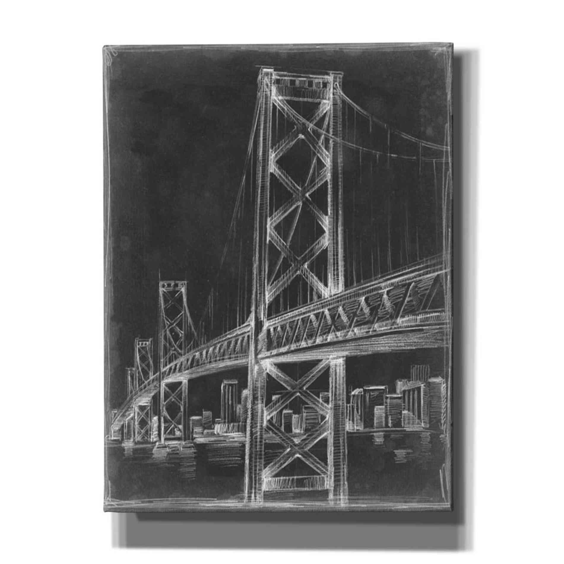 'Suspension Bridge Blueprint I' by Ethan Harper Canvas Wall Art,Size B Portrait