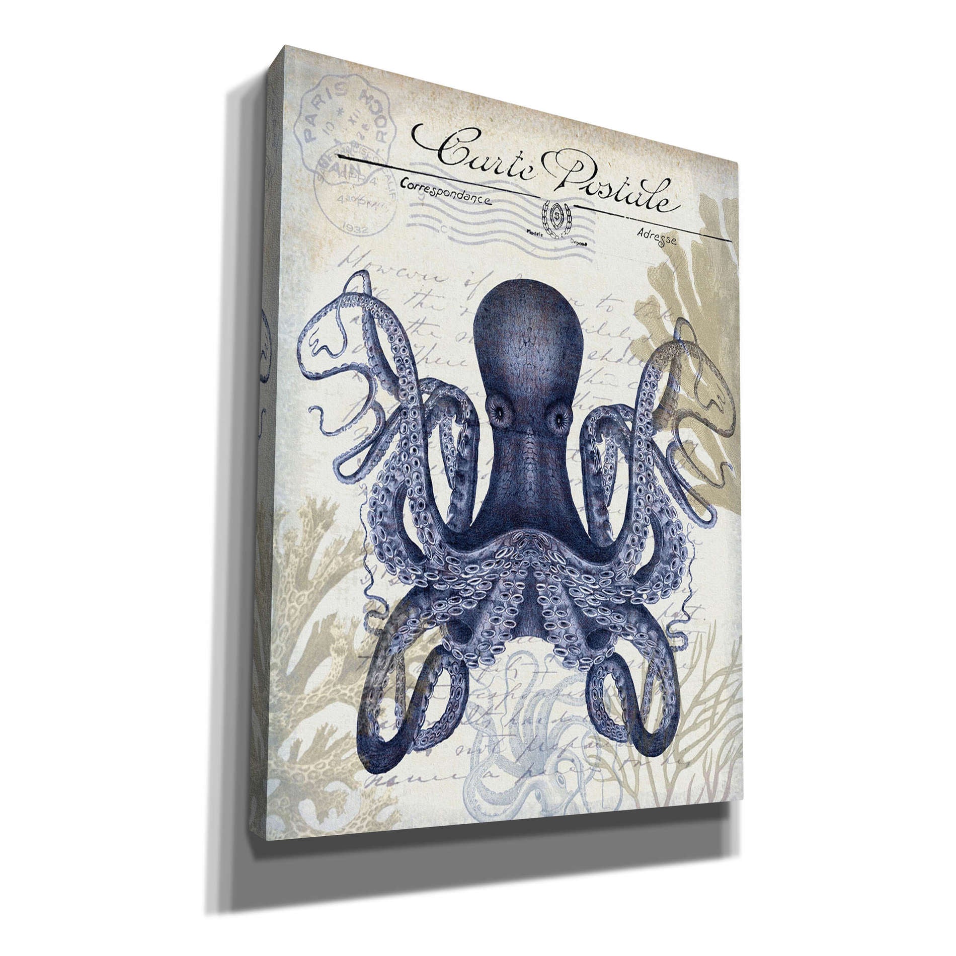 'Seaside Postcard Cream c,' by Fab Funky, Giclee Canvas Wall Art