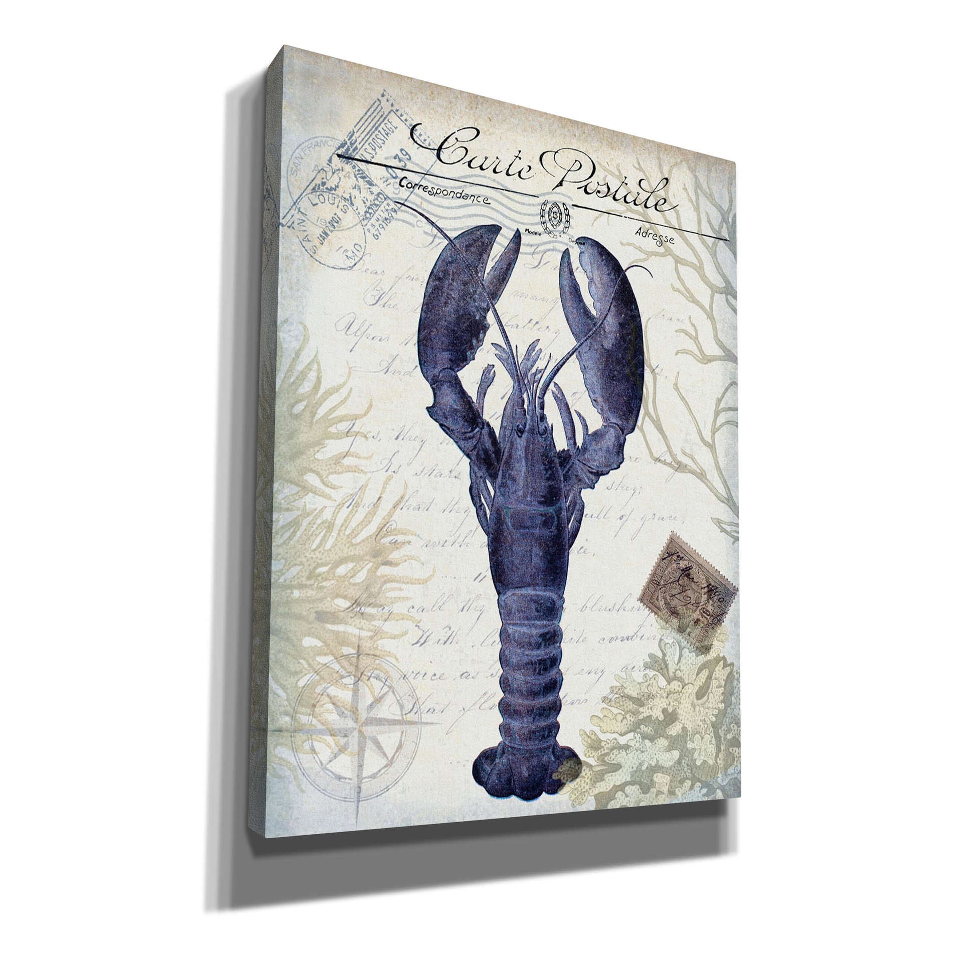 'Seaside Postcard Cream d,' by Fab Funky, Giclee Canvas Wall Art