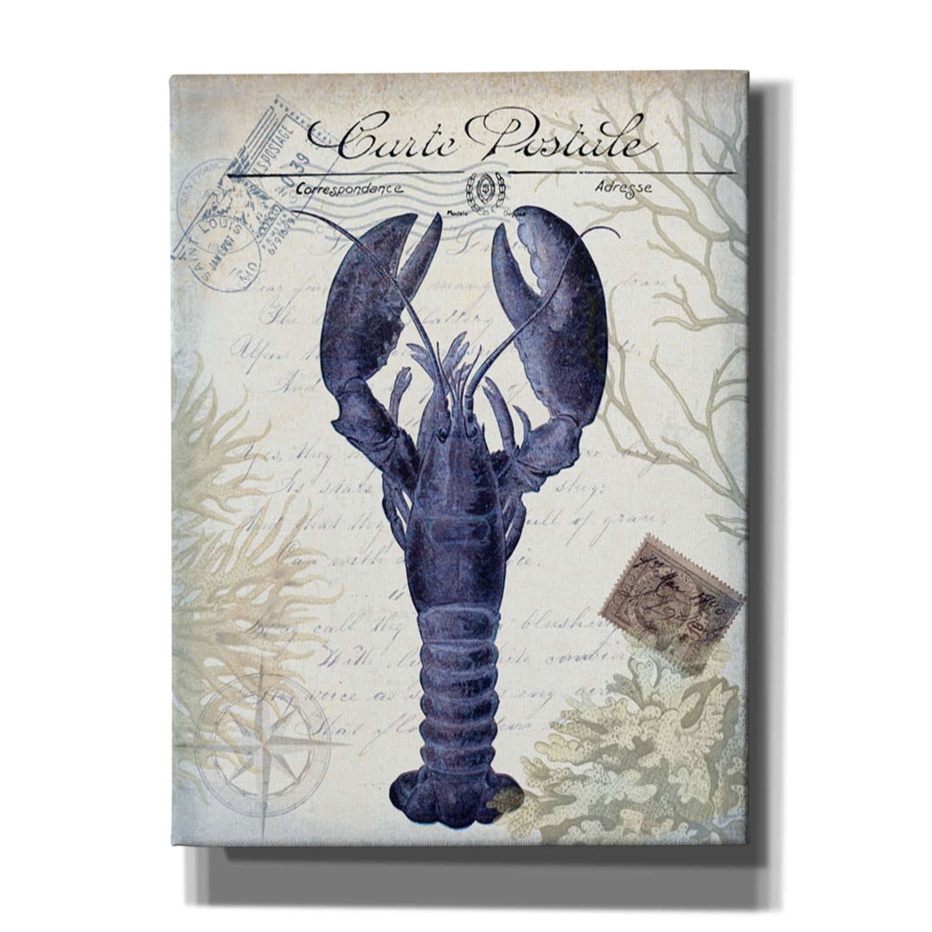 'Seaside Postcard Cream d,' by Fab Funky, Giclee Canvas Wall Art