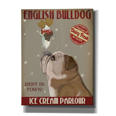 Image of 'English Bulldog Ice Cream,' by Fab Funky, Giclee Canvas Wall Art