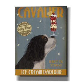 'Cavalier King Charles, Black White, Ice Cream,' by Fab Funky, Giclee Canvas Wall Art