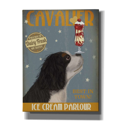 Image of 'Cavalier King Charles, Black White, Ice Cream,' by Fab Funky, Giclee Canvas Wall Art