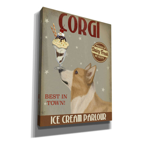 Image of 'Corgi, Tan, Ice Cream,' by Fab Funky, Giclee Canvas Wall Art