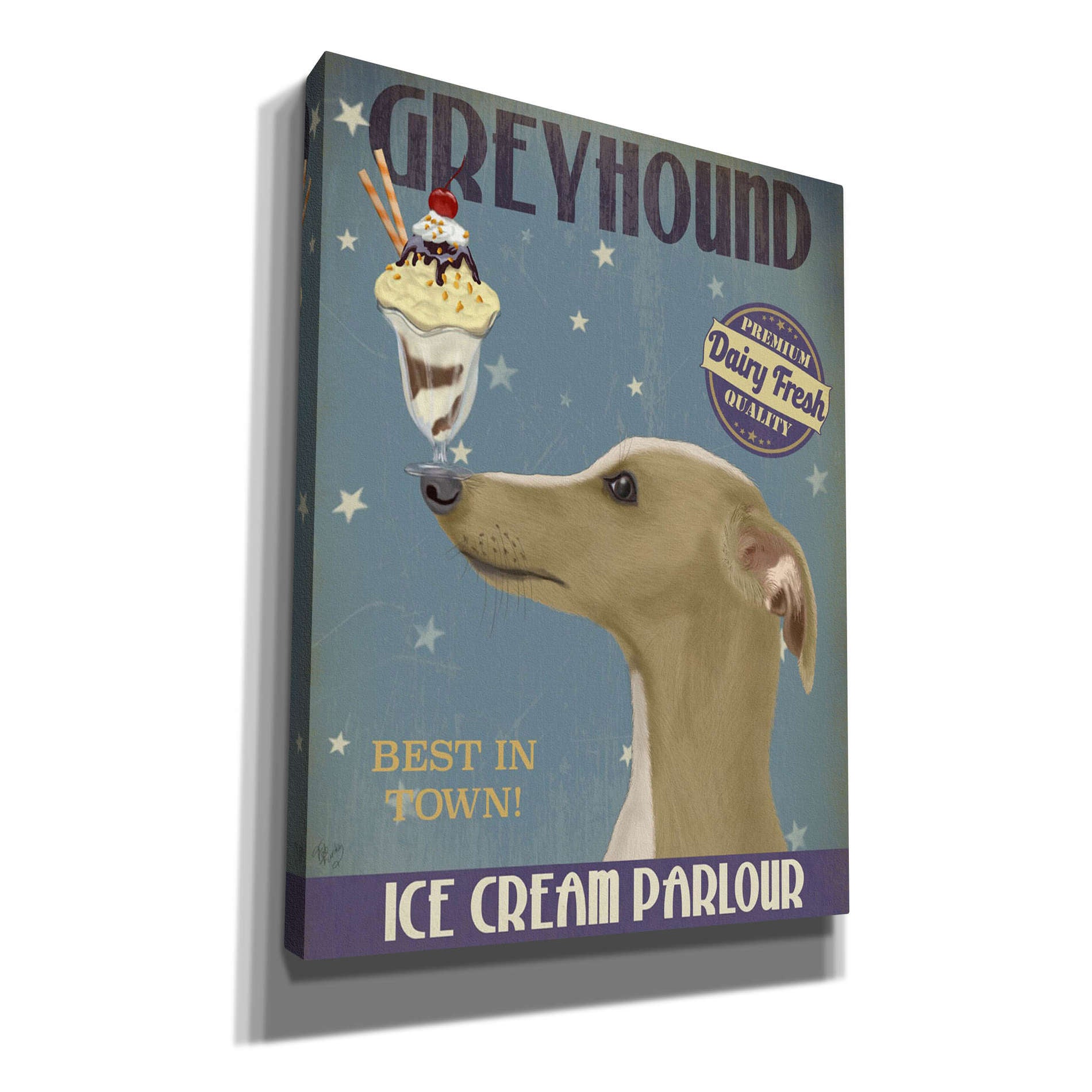 'Greyhound, Tan, Ice Cream,' by Fab Funky, Giclee Canvas Wall Art
