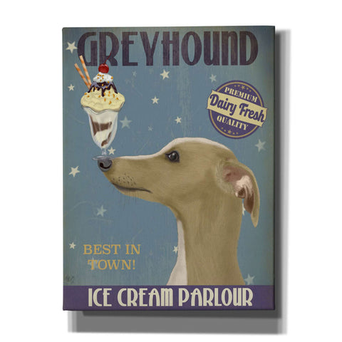 Image of 'Greyhound, Tan, Ice Cream,' by Fab Funky, Giclee Canvas Wall Art