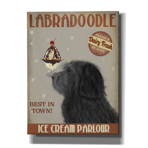 'Labradoodle, Black, Ice Cream,' by Fab Funky, Giclee Canvas Wall Art