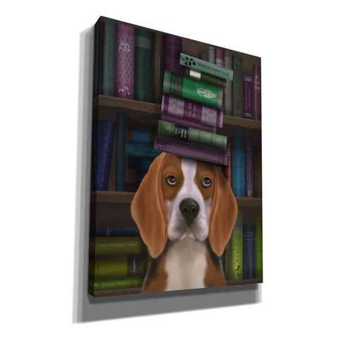 Image of 'Beagle and Books,' by Fab Funky, Giclee Canvas Wall Art