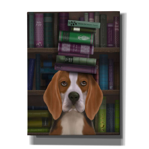 Image of 'Beagle and Books,' by Fab Funky, Giclee Canvas Wall Art