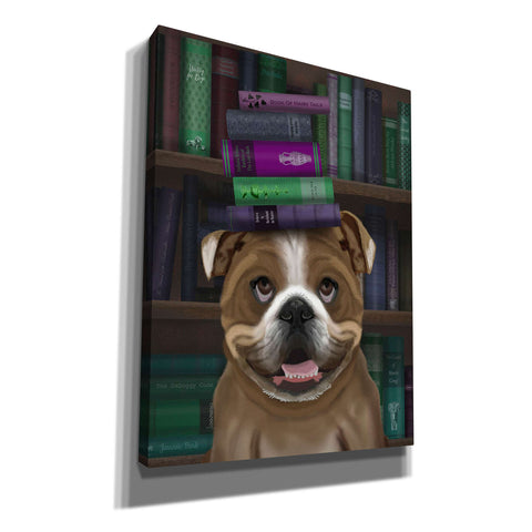 Image of 'English Bulldog And Books,' by Fab Funky, Giclee Canvas Wall Art