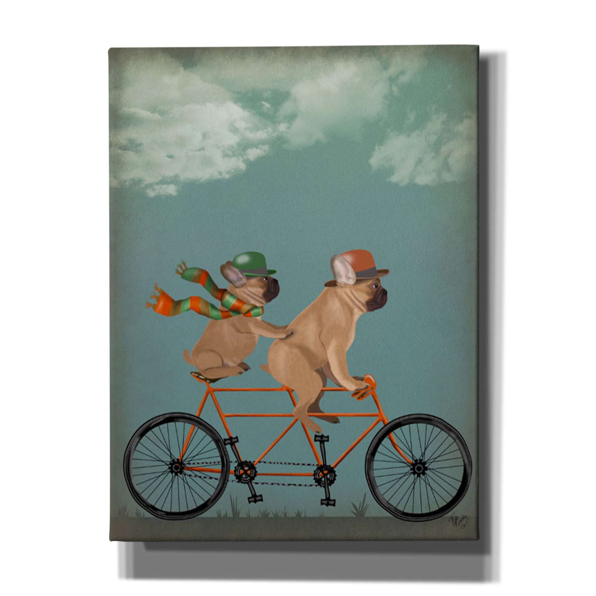 'French Bulldog Tandem,' by Fab Funky, Giclee Canvas Wall Art