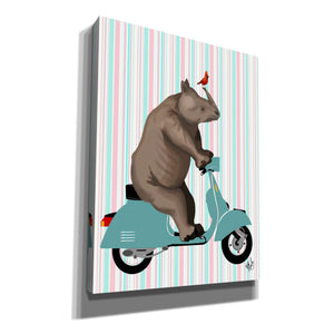 'Rhino on Moped,' by Fab Funky, Giclee Canvas Wall Art