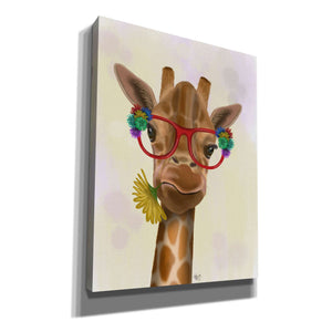 'Giraffe and Flower Glasses 3' by Fab Funky, Giclee Canvas Wall Art